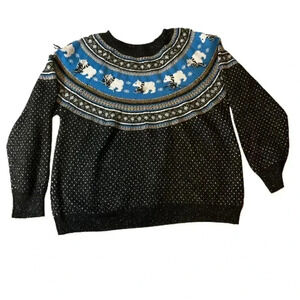 Holiday Time Multicolor Polar Bear Ugly Christmas‎ Sweater Women 2X